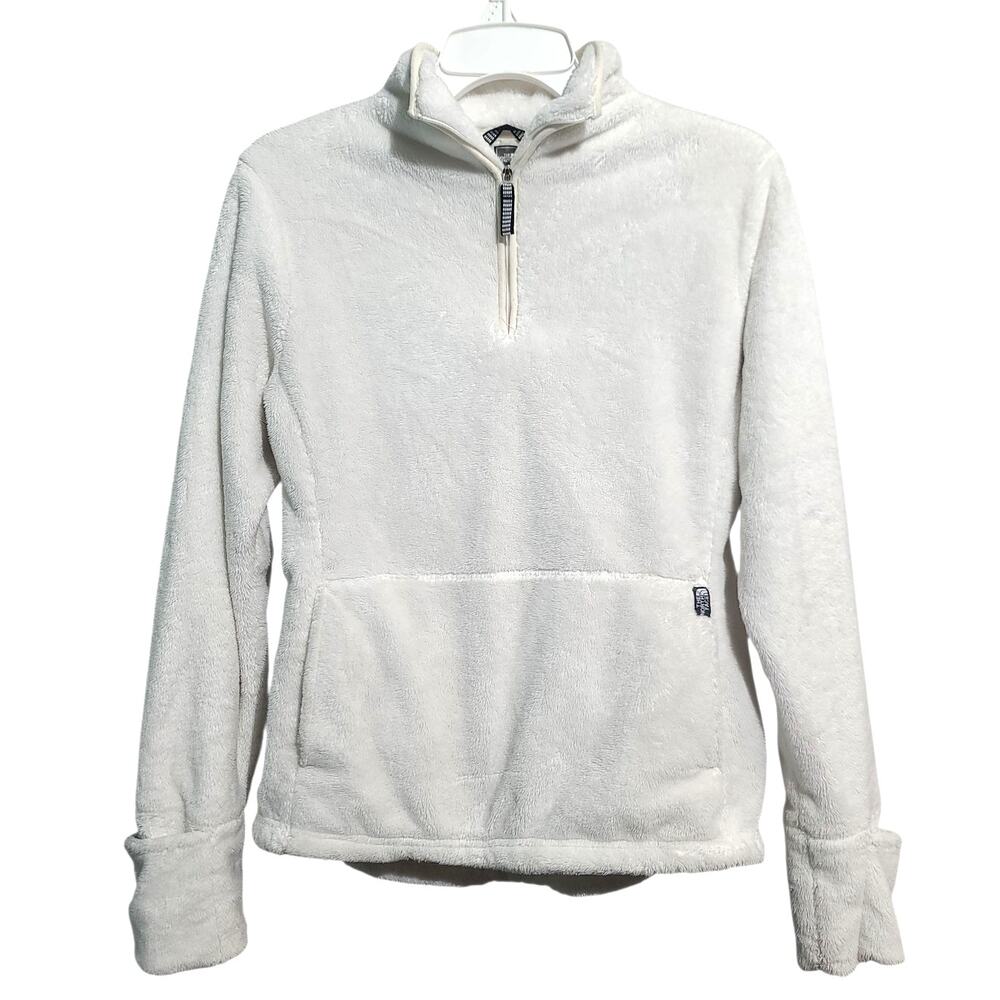 The North Face Pullover White Fuzzy Quarter Zip Fleece Jacket Size S
